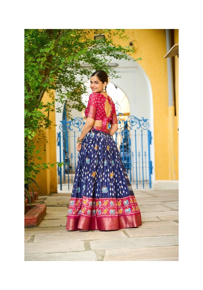 Malishka Export Lehenga Choli Set for Women in Blue and Pink - Image 3